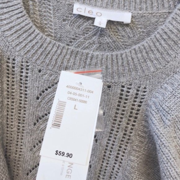 NEW Cleo Grey Knit Sweater Crewneck  (Size L) - Picture 3 of 3